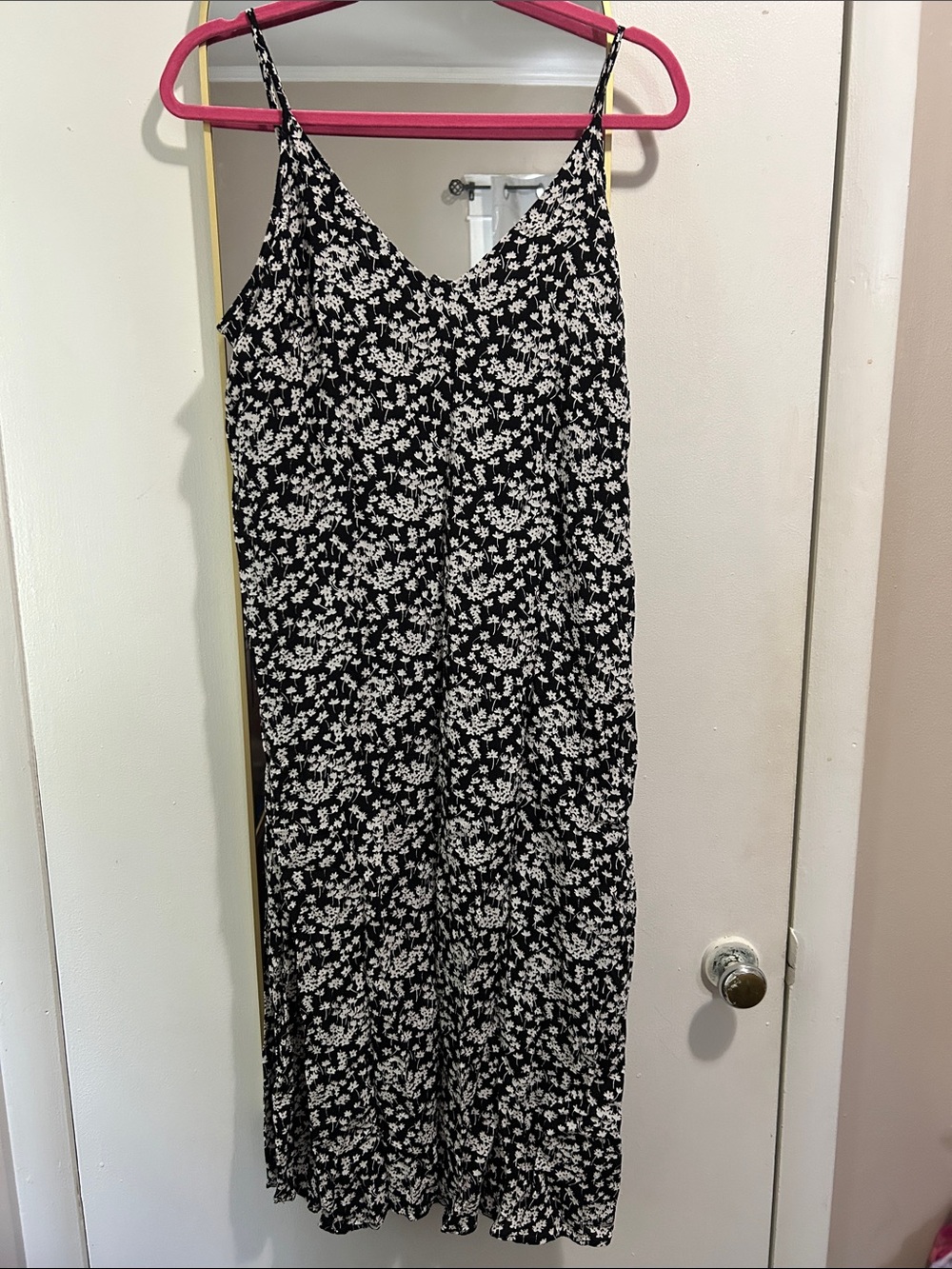 GAP Black and White Floral Midi Slip Dress
